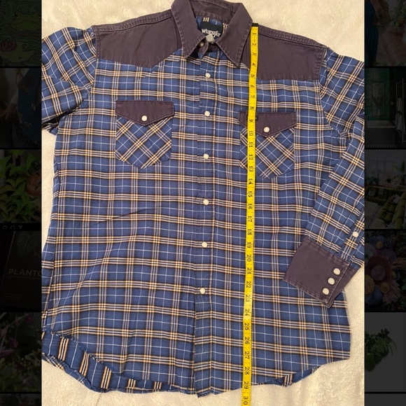 Vintage Wrangler plaid snap button long sleeve shirt - Picture 6 of 10